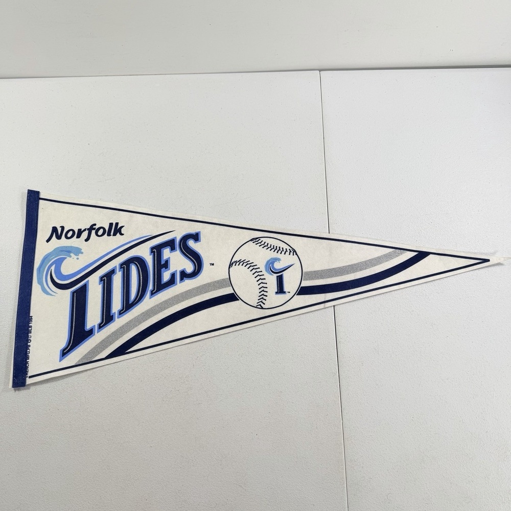 1994 Norfolk Tides Baseball Vintage MiLB Baseball Full Size Pennant Trench Mfg